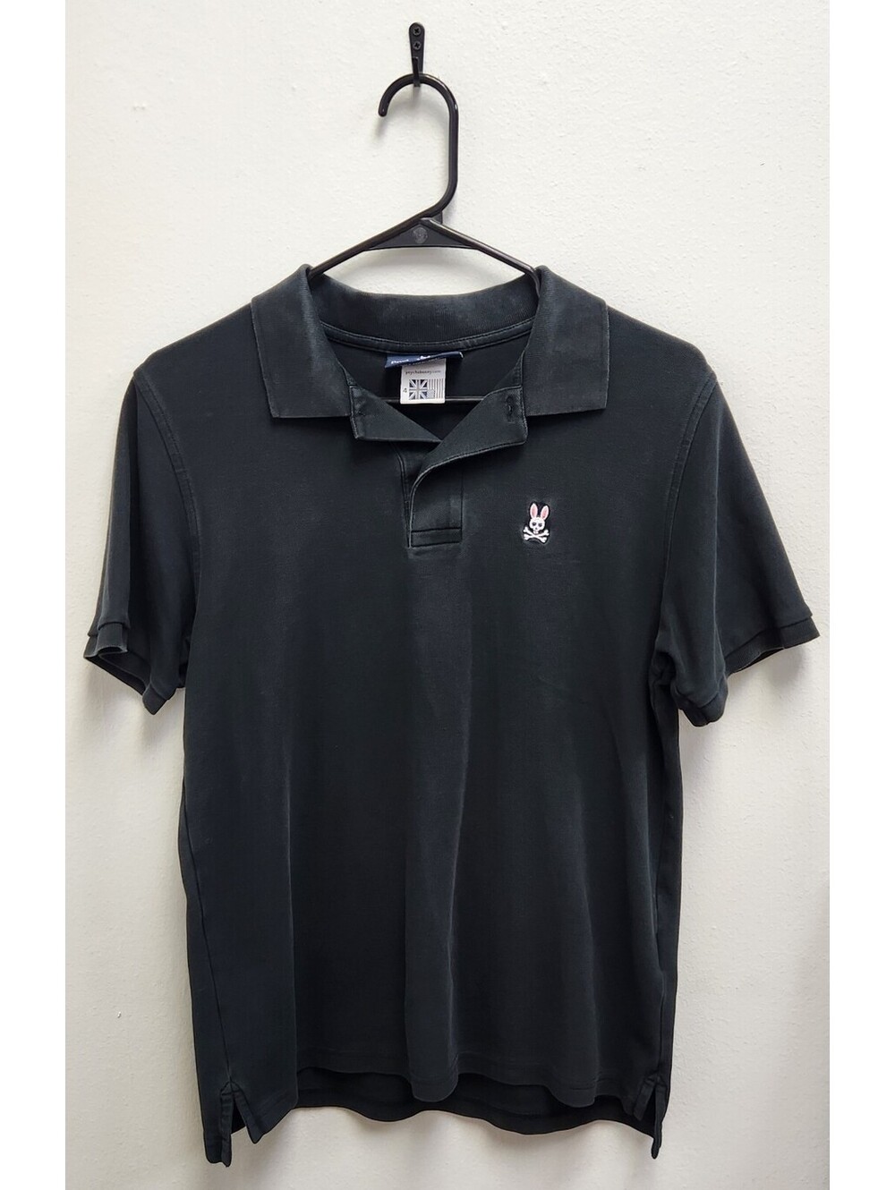 Psycho Bunny Classic Pique Polo Shirt Black Pima Cotton Mens Size 4 Small